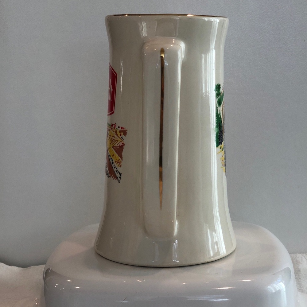 Vintage Schmidt Ceramic Beer Stein Mug in Cream with Red Logo - Picture 5 of 9